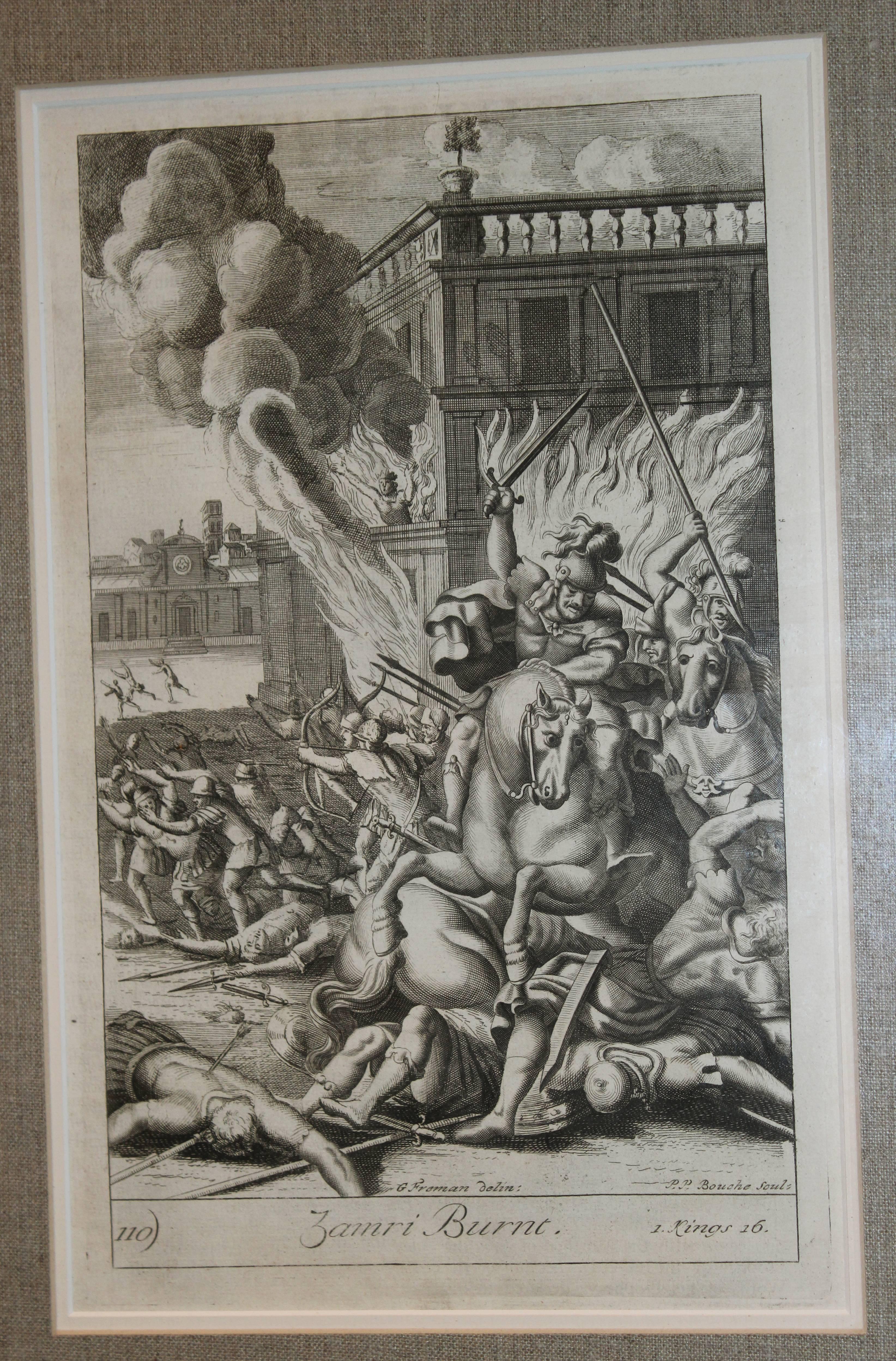 Set of Eight European Fire Related Engravings by G.Freeman Nicely Framed In Excellent Condition For Sale In Milford, NH