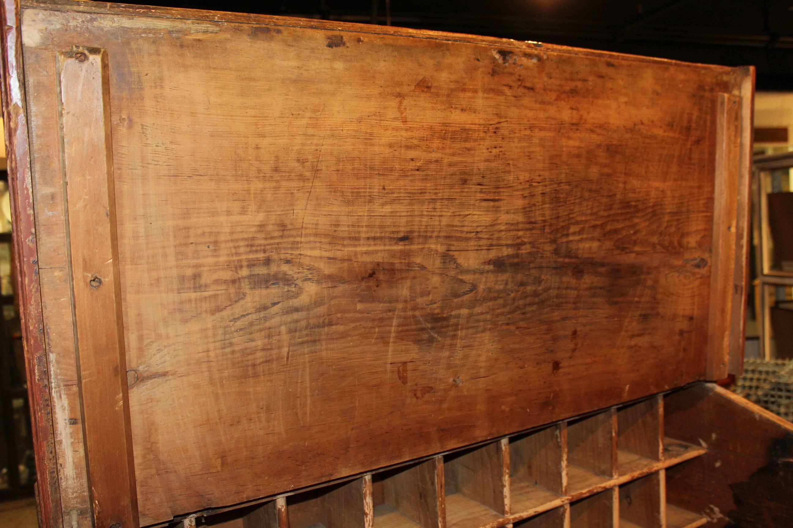 American 18th Century Schoolmaster's Desk in Old Red Paint