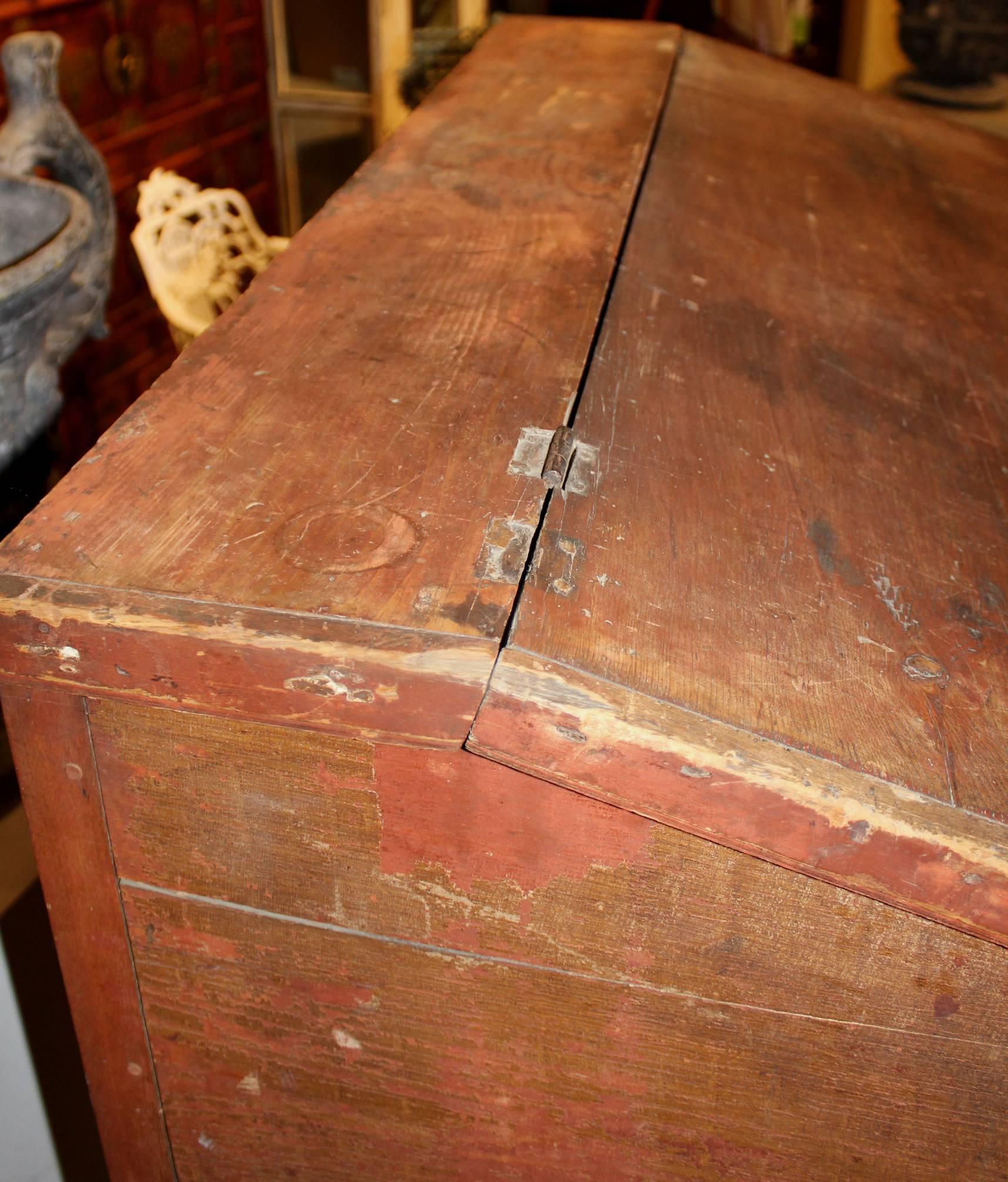 Painted 18th Century Schoolmaster's Desk in Old Red Paint