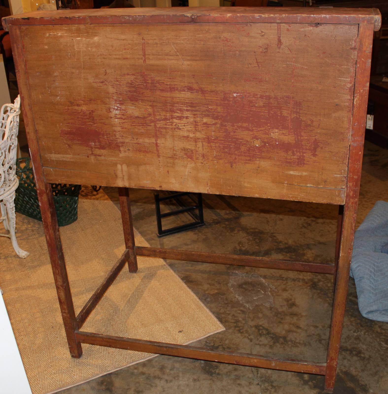 Pine 18th Century Schoolmaster's Desk in Old Red Paint
