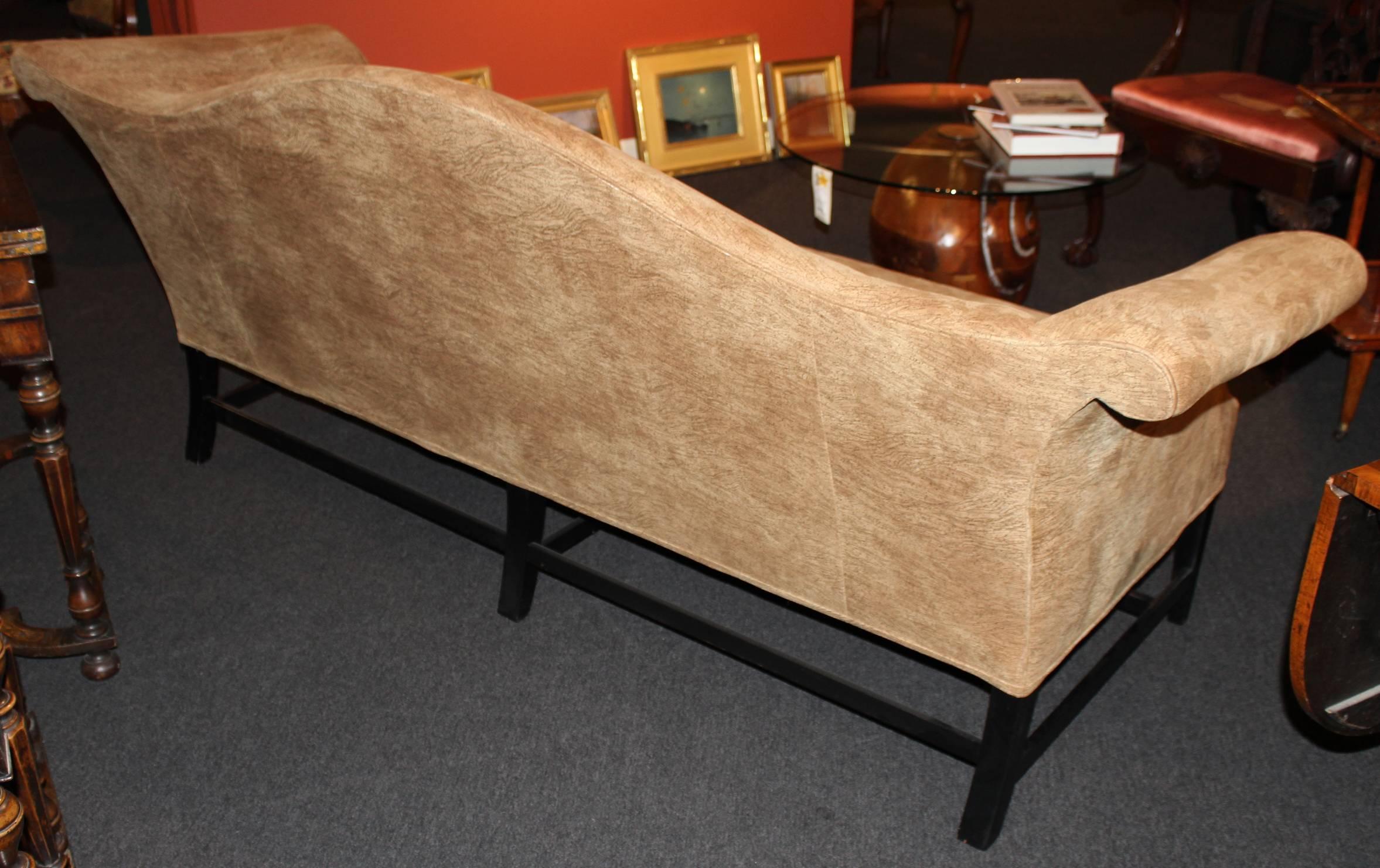 Chippendale Style Mahogany Camelback Sofa in Faux Cork Upholstery 5