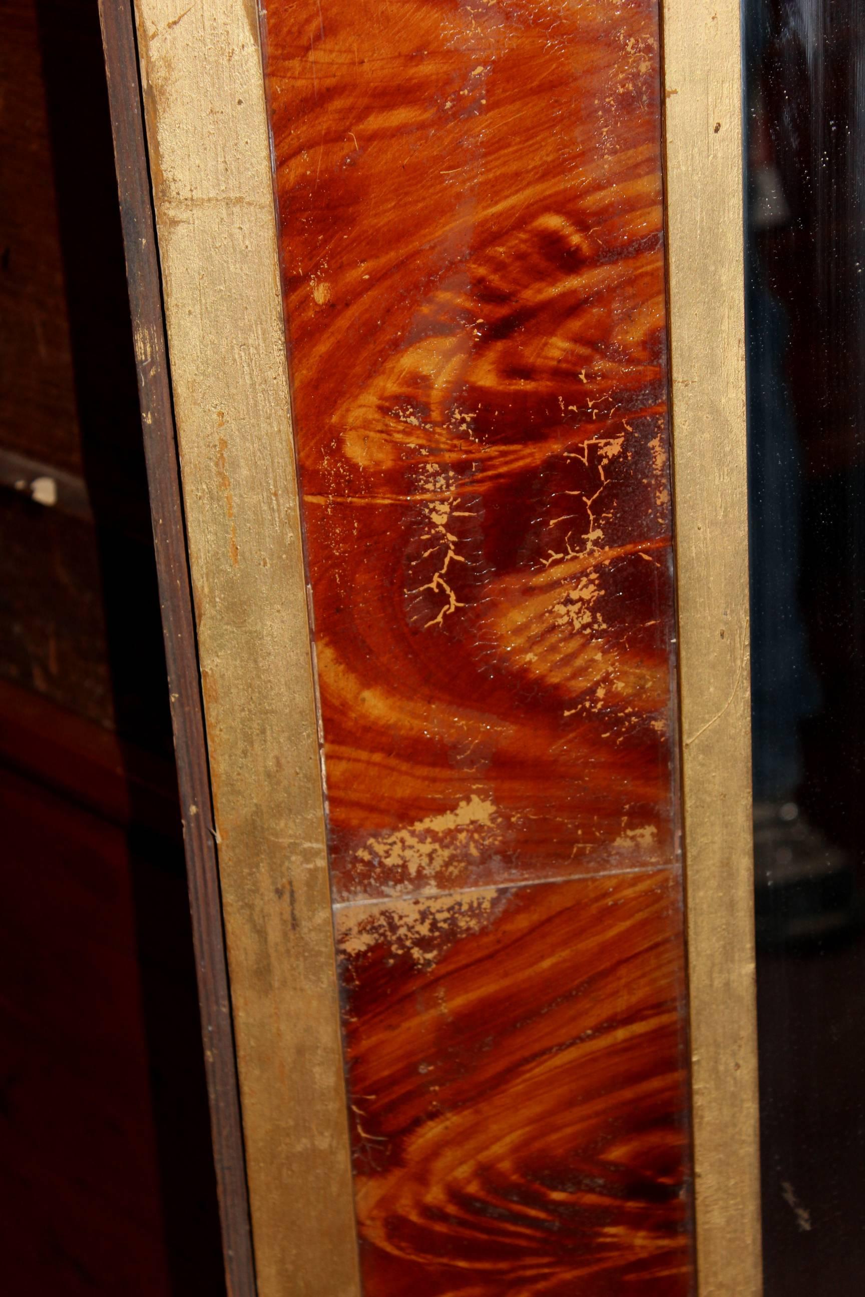 Pair of 19th Century Églomisé Faux Wood Grain Frames with Mirrors In Good Condition In Milford, NH
