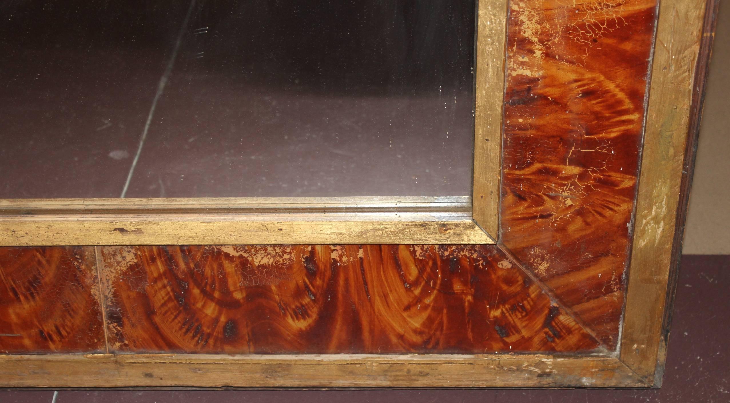Pair of 19th Century Églomisé Faux Wood Grain Frames with Mirrors 1