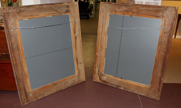 Pair Of 19th Century Églomisé Faux Wood Grain Frames With Mirrors