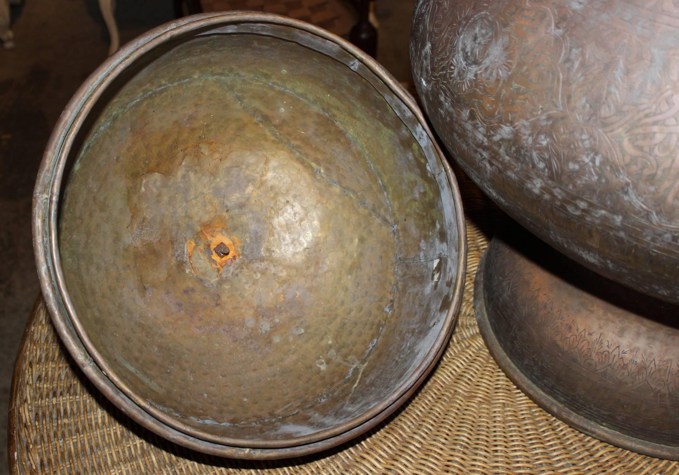 Large Middle Eastern or Persian Covered Copper Urn or Centerpiece 2