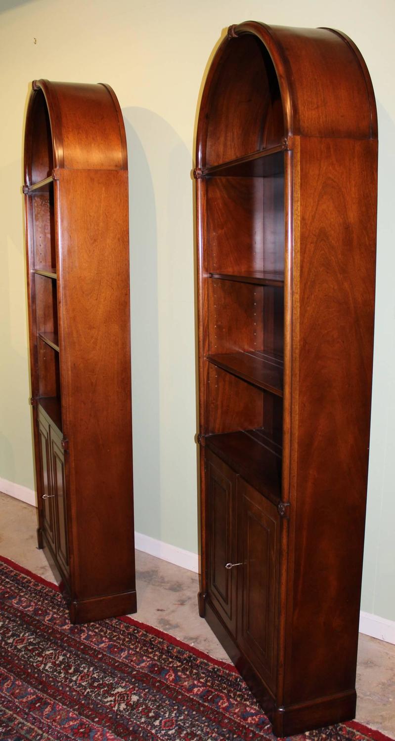 Pair of Mahogany Kaplan Furniture Beacon Hill Arched Bookcases or China at 1stdibs