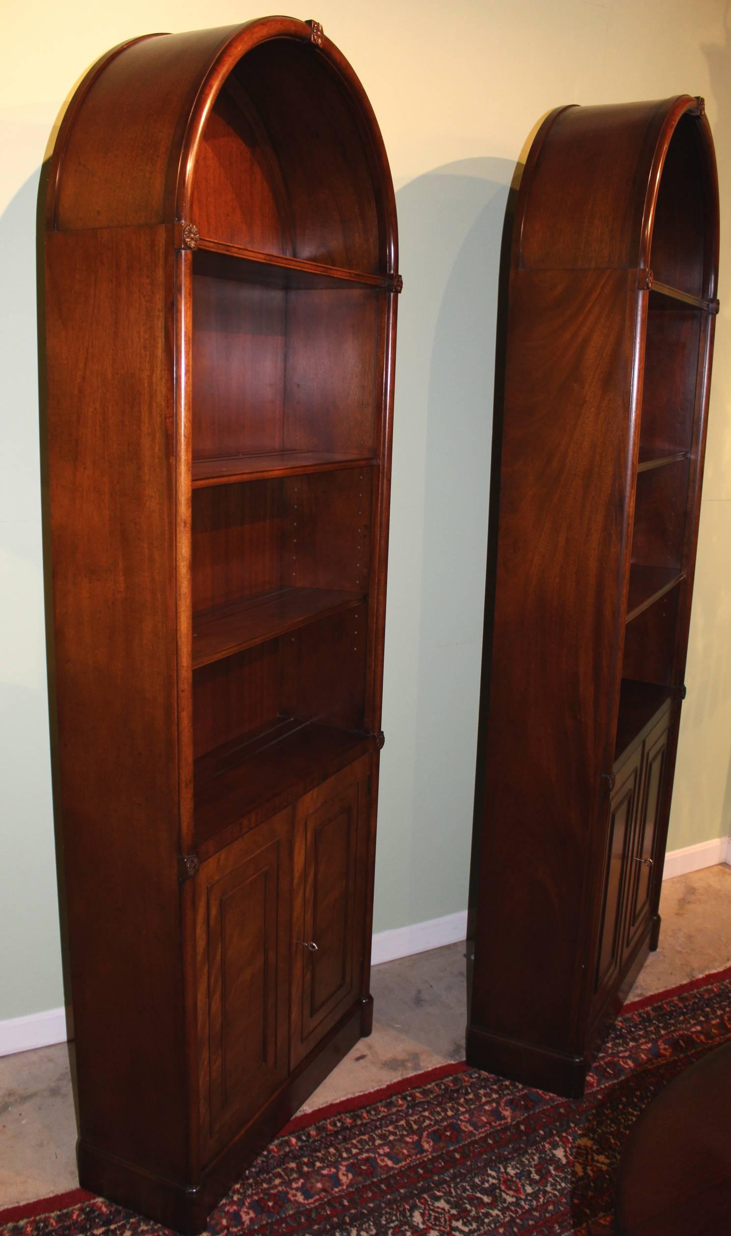 arched bookcase with doors