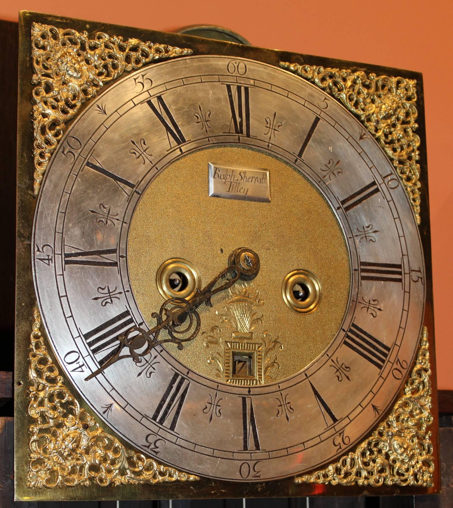 18th Century Georgian Mahogany Tall Case Clock, Signed Ralph Sherratt Tilley For Sale 1