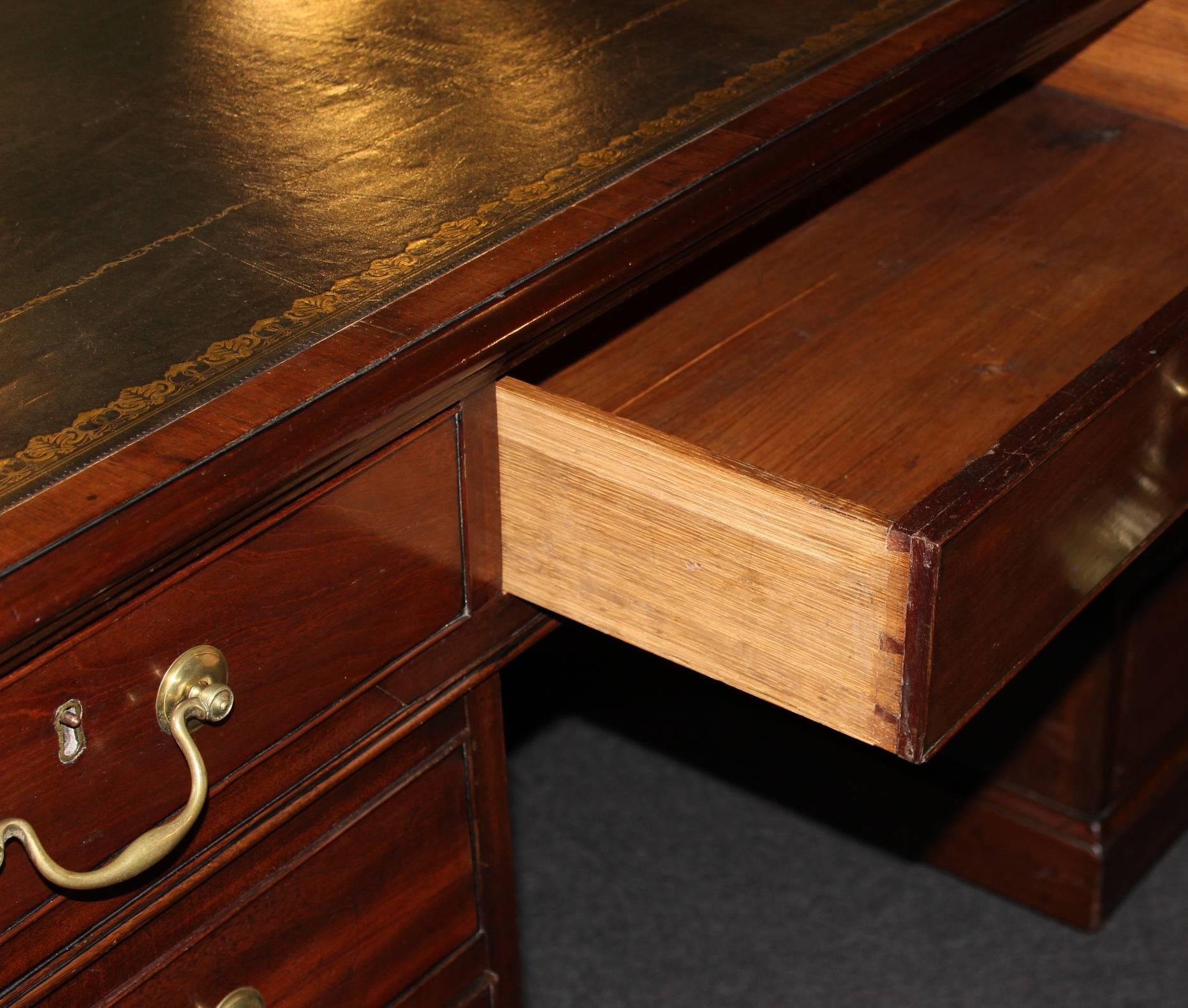 19th Century Georgian Mahogany Partners Desk with Leather Top