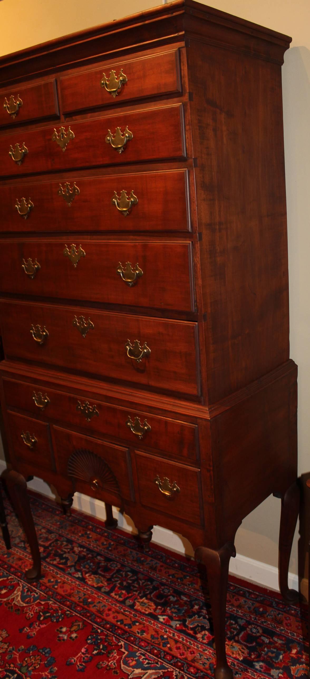 Queen Anne Massachusetts Maple Highboy, circa 1780 In Excellent Condition In Milford, NH