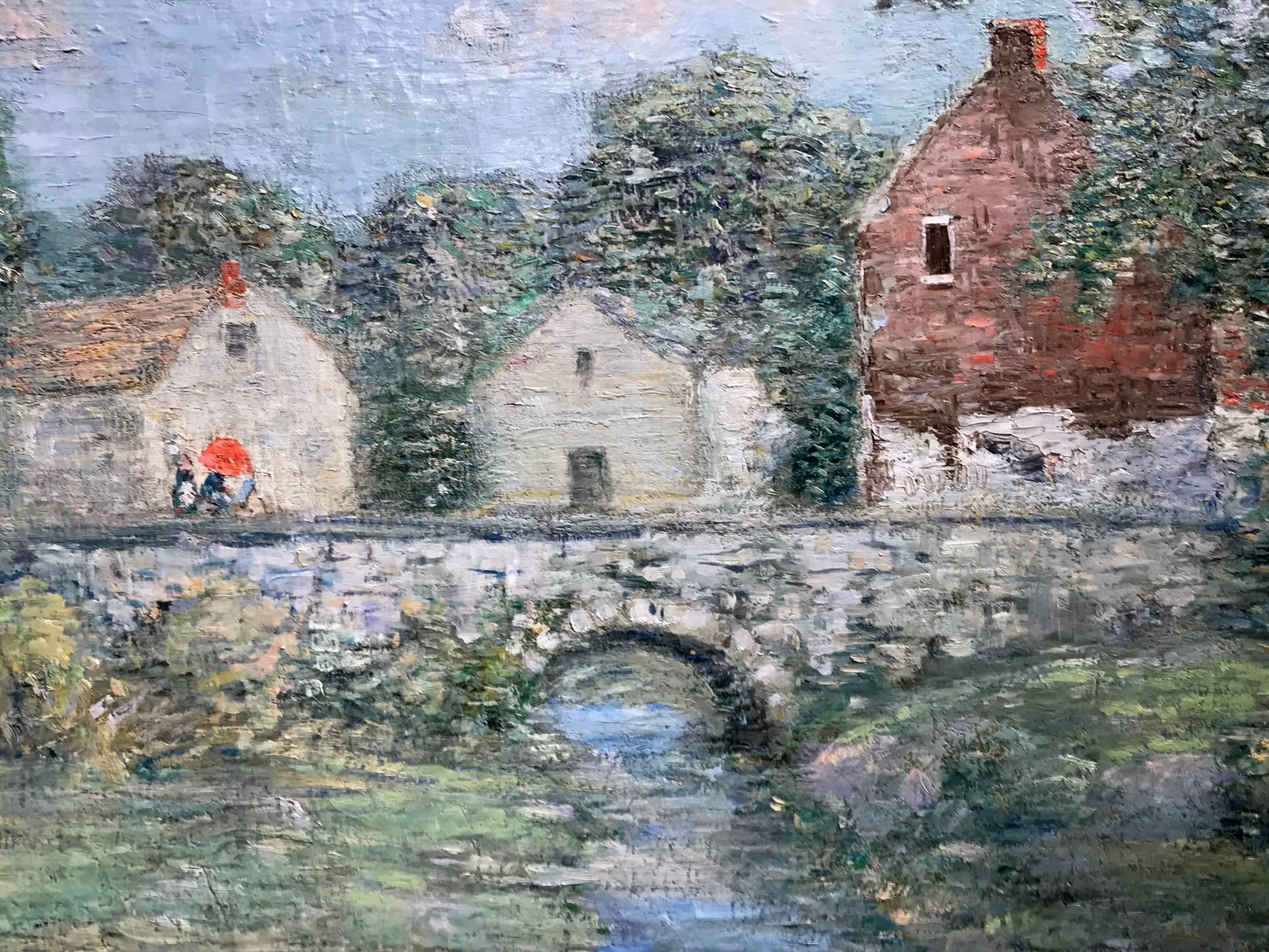 American Paul Bernard King Pennsylvania Impressionist Oil Painting, Artists Bridge
