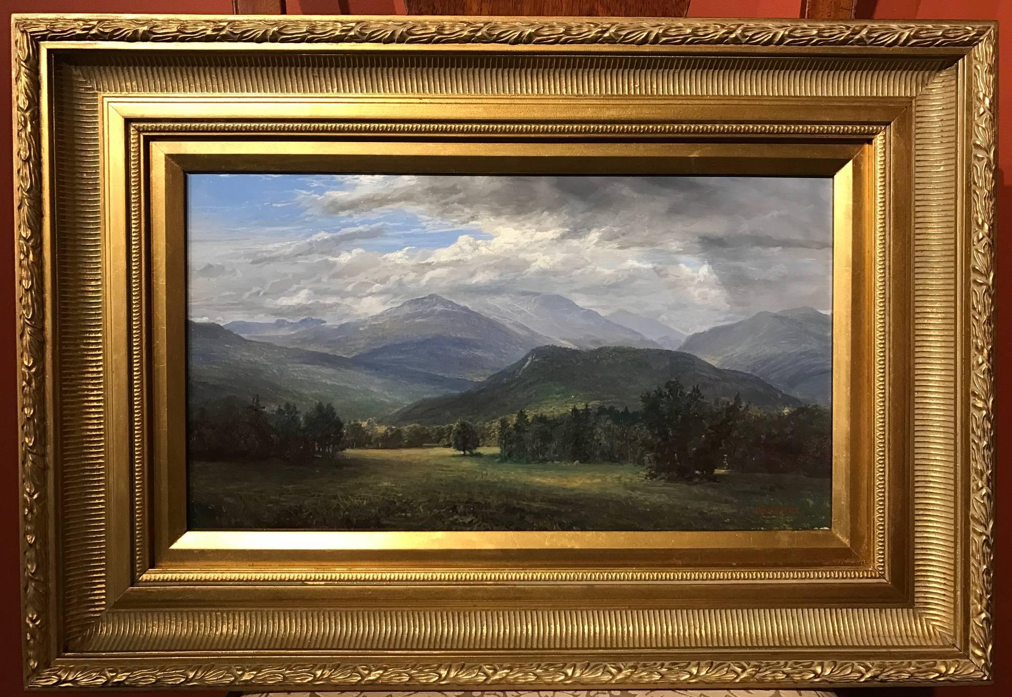 This beautiful New Hampshire White Mountain landscape painting of Mount Washington in the Presidential Range was done by contemporary American artist Erik Koeppel (1980-). Koeppel was born in Oregon and later moved to the White Mountains of New