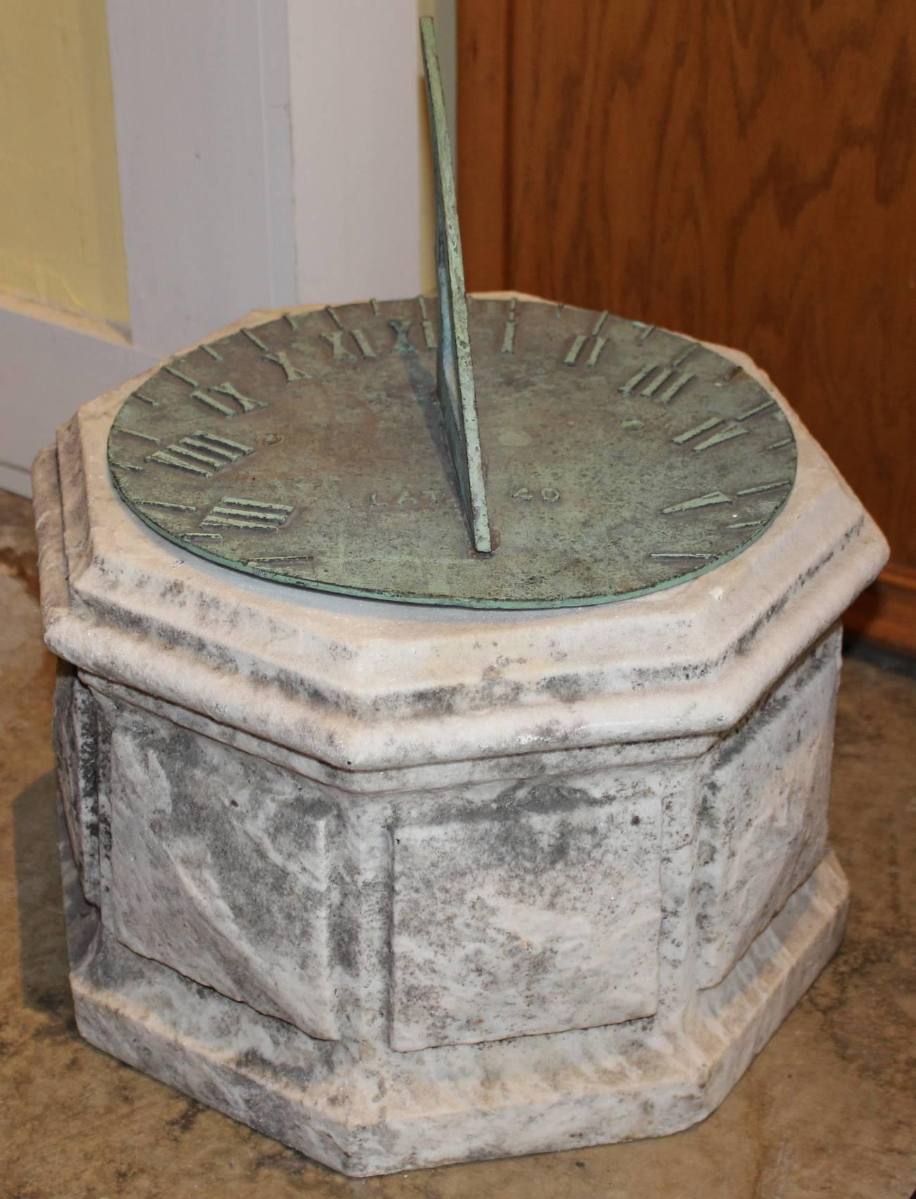American Bronze Sundial on Marble Plinth