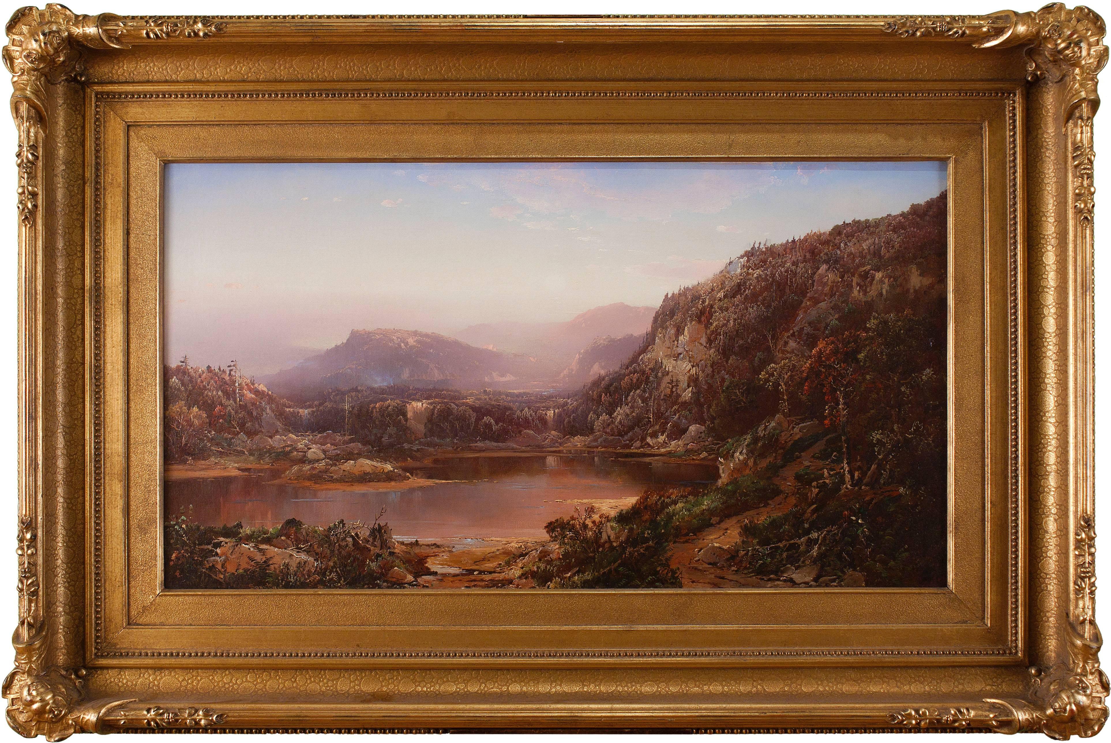William Louis Sonntag (1822-1900), October in New Hampshire, near the foot of Mt. Washington, oil on canvas, Dimensions: 20 x 36 inches, actual; 32 1/2 x 48 1/2 inches, framed in a gilt frame Signed lower left: Sonntag Inscribed on verso: October in
