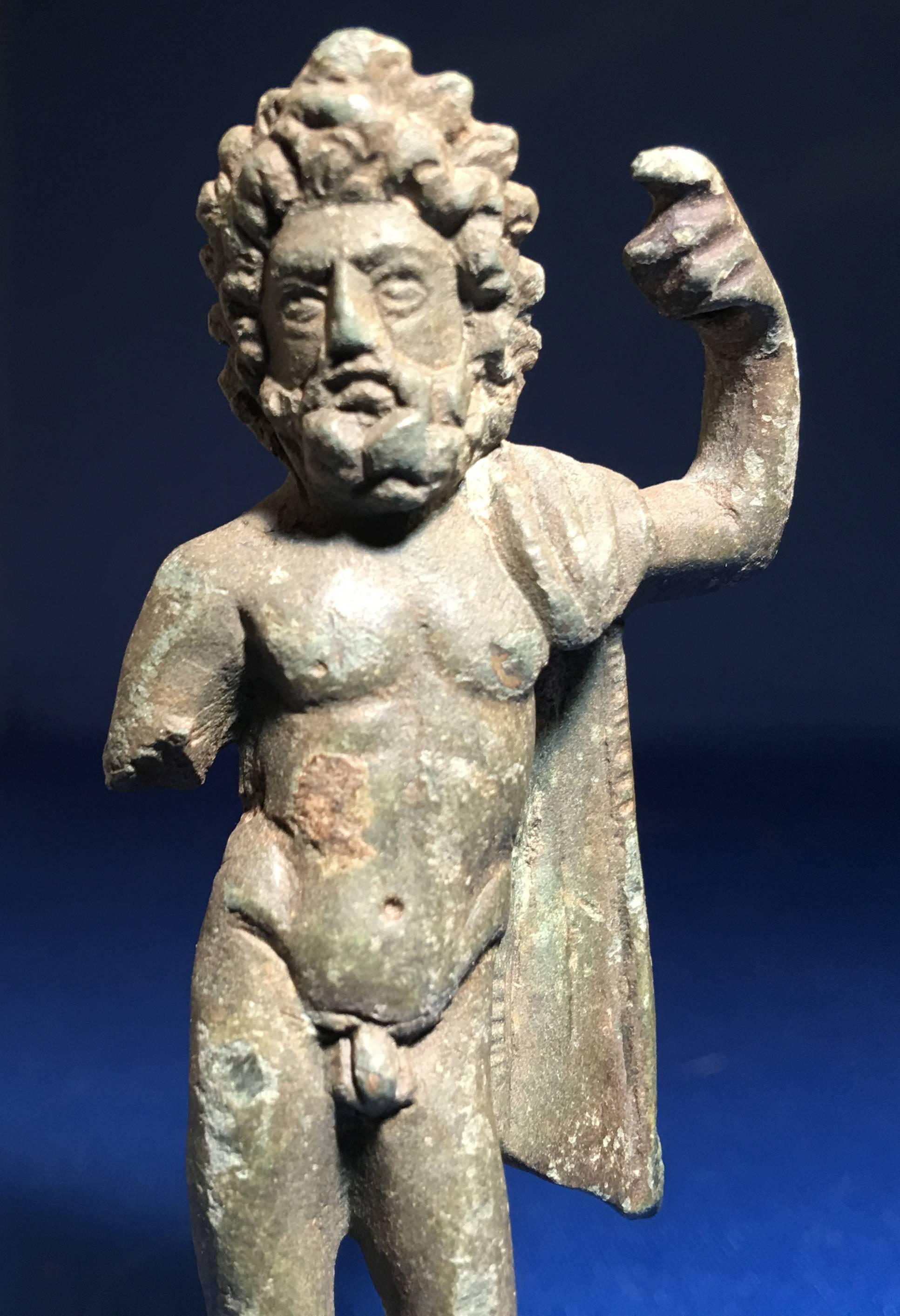 Cast Powerful Ancient Roman Bronze Statuette of Jupiter