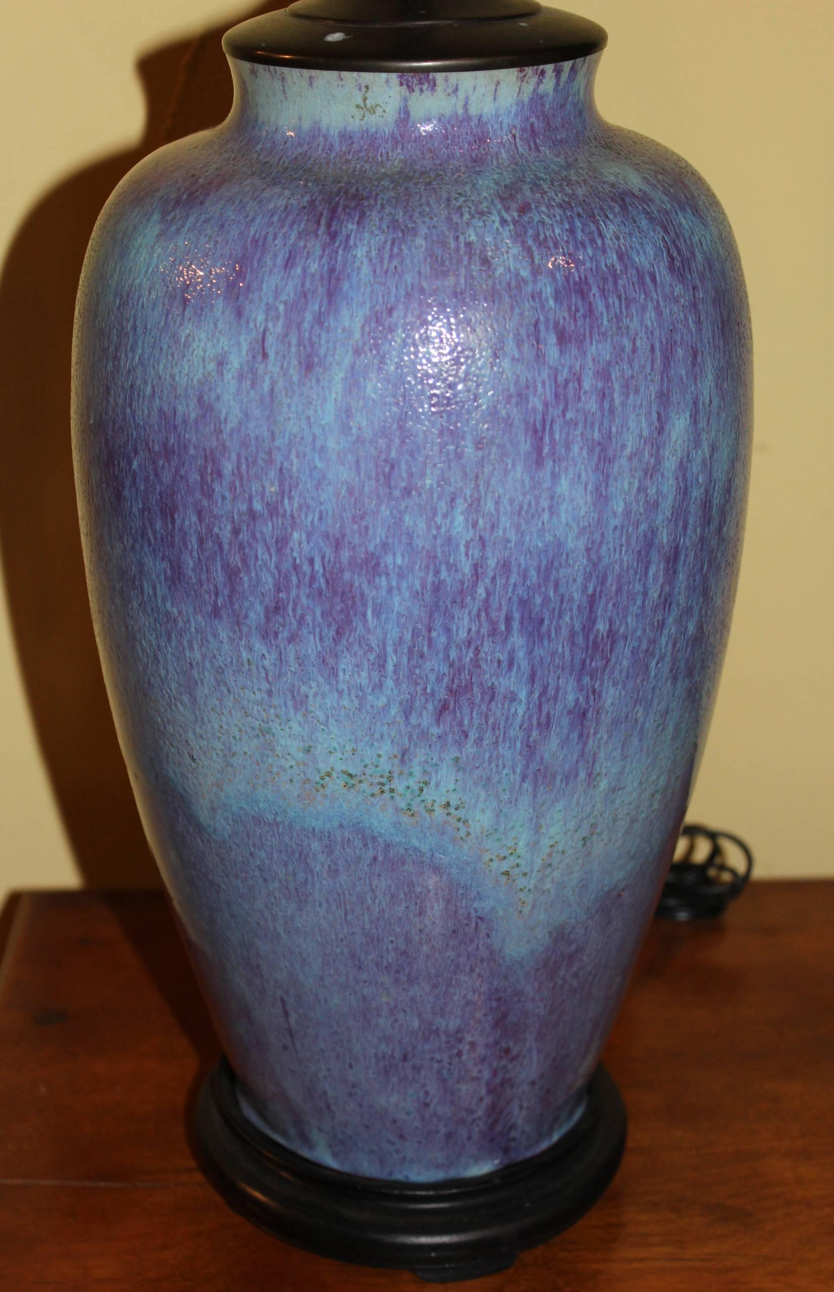 19th Century Chinese Flambe Glazed Vase Lamp