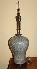 19th Century Korean Celadon Meiping Vase Lamp in Meiping Form