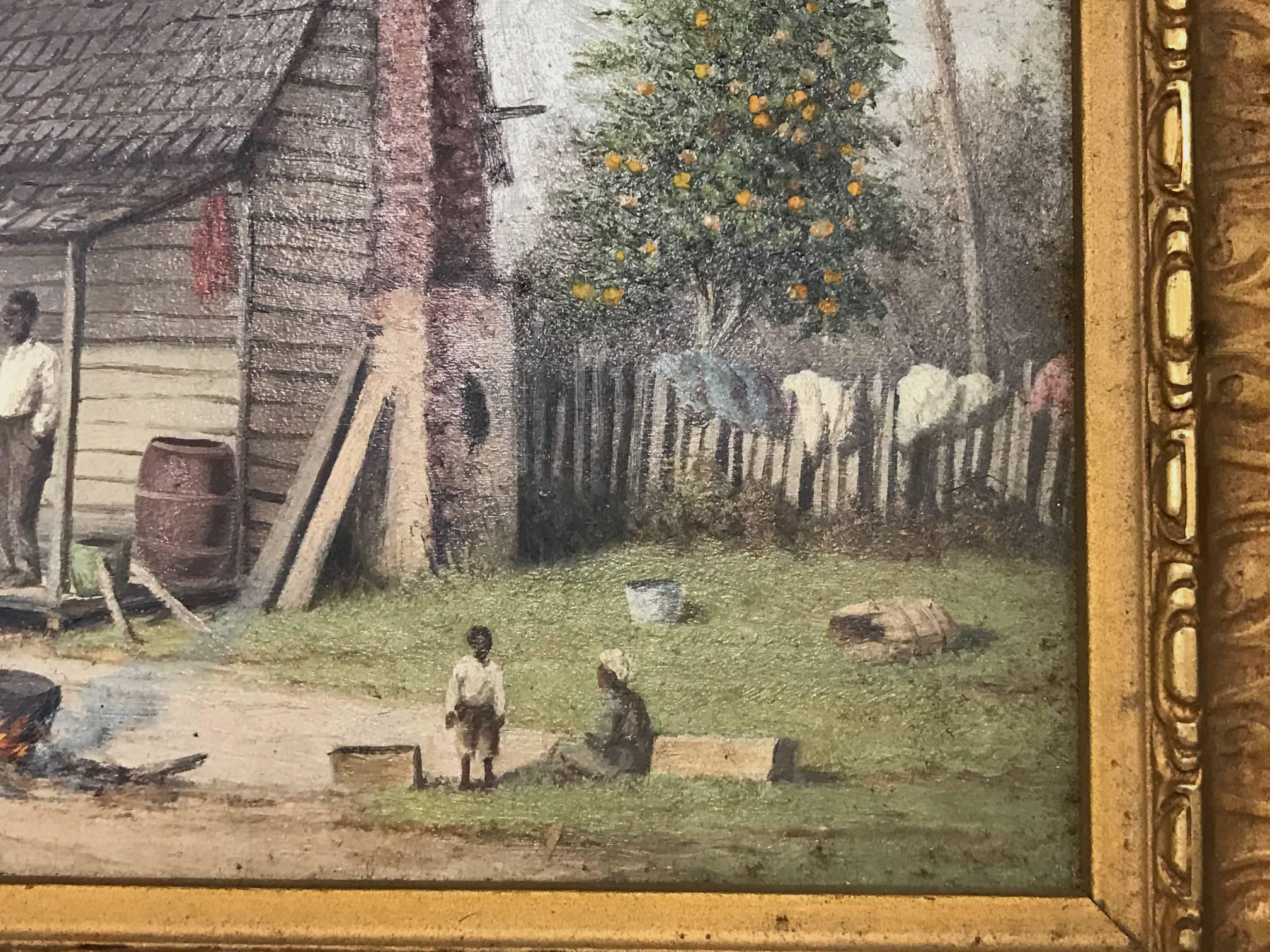 American William Aiken Walker Oil Painting of a Southern Cabin Scene
