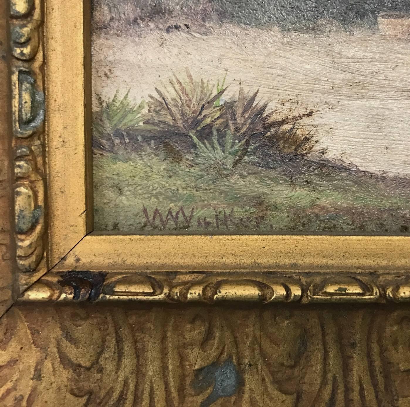 William Aiken Walker Oil Painting of a Southern Cabin Scene In Good Condition In Milford, NH