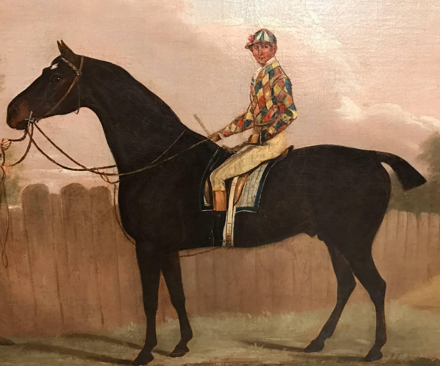 English Clifton Tomson Equestrian Oil Painting of Horse and Jockey, Nottingham, 1809