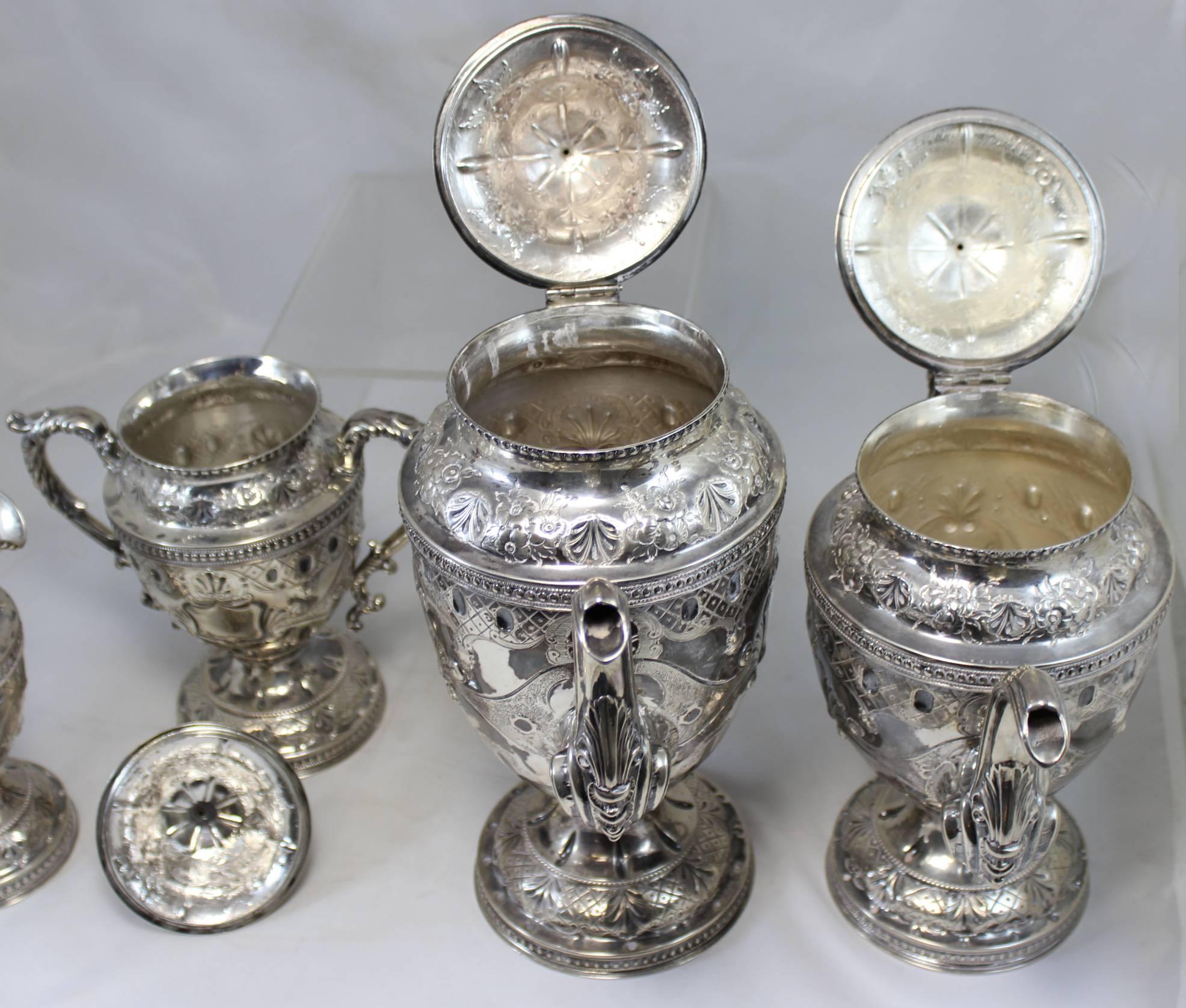 19th Century William Gale and Son NY Four-Piece Coin Silver Tea Service 2