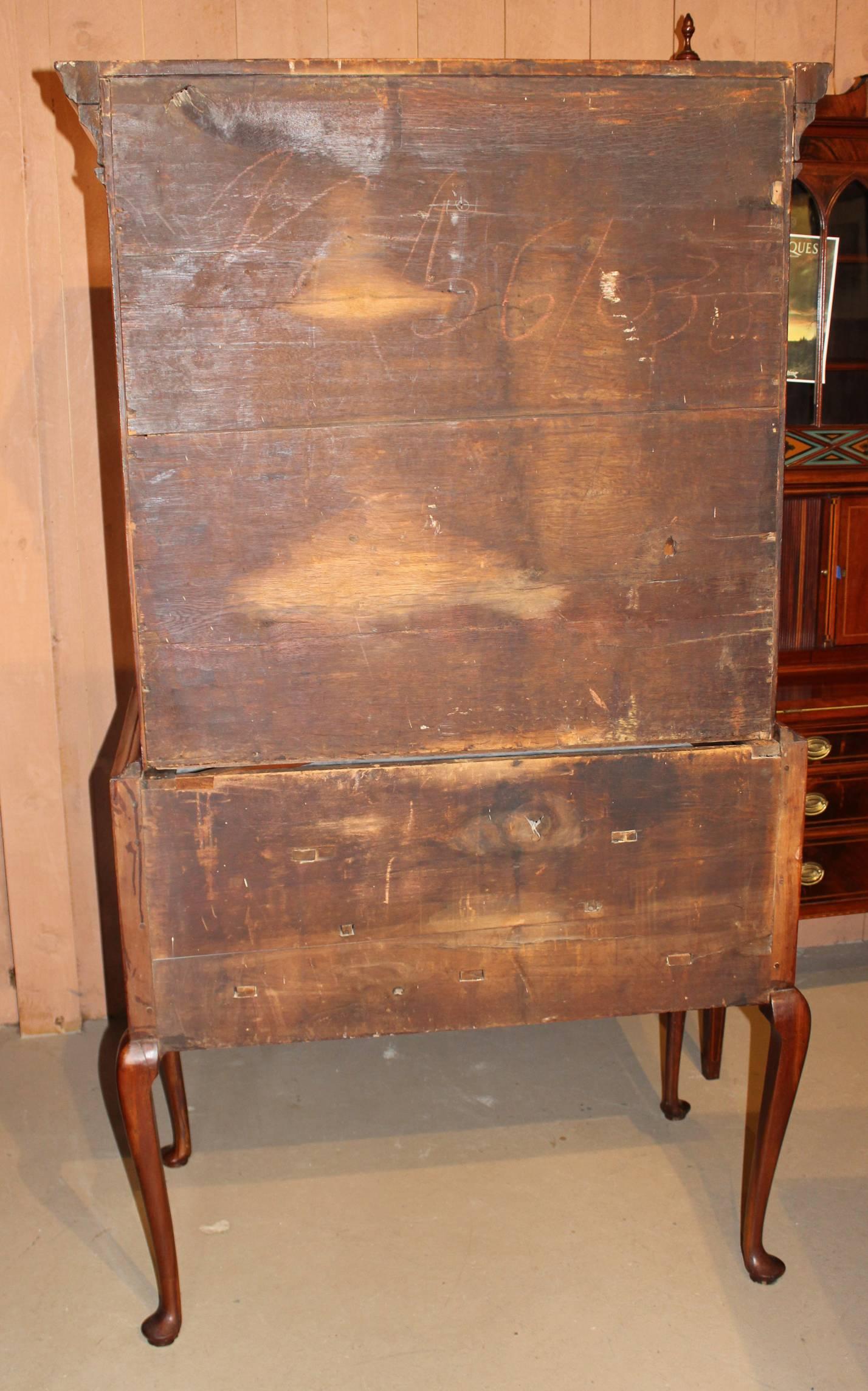 18th Century New England Queen Anne Maple Flat Top Highboy with Secret Drawer 2