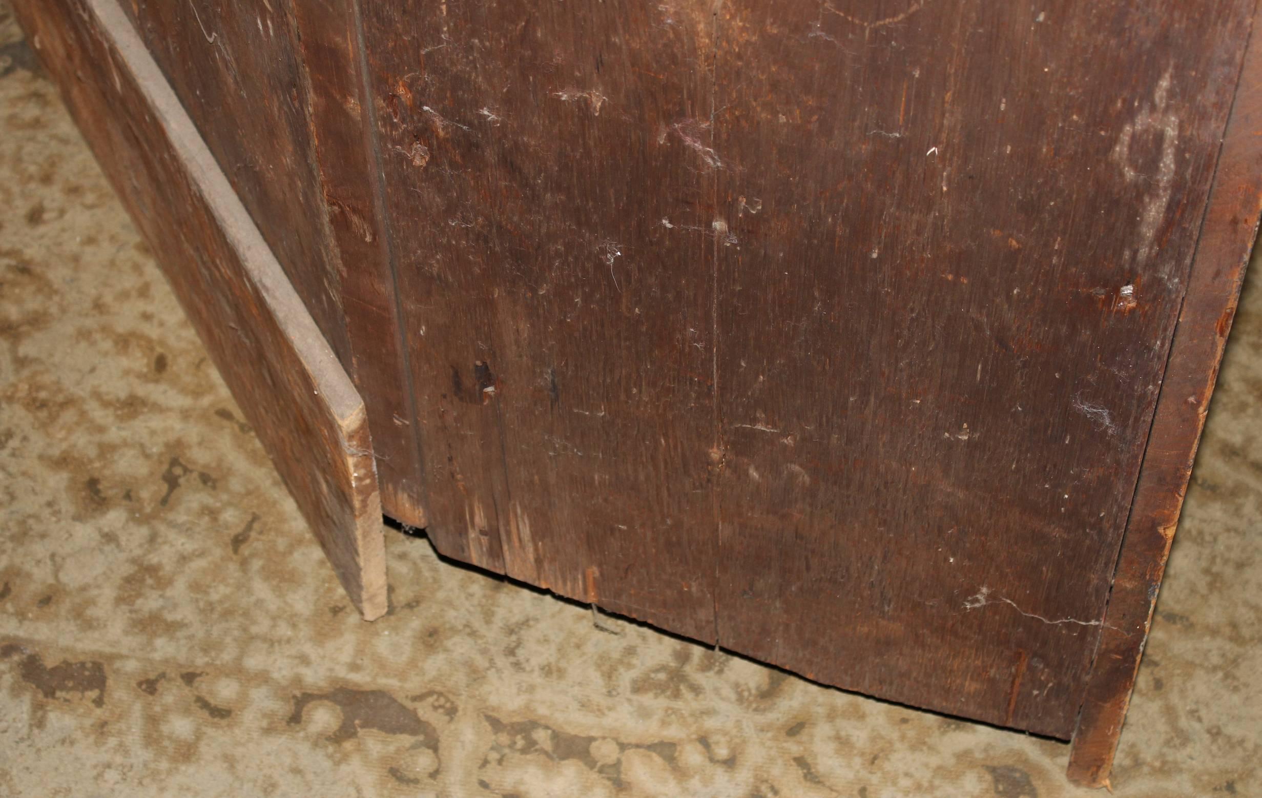 19th Century Two Part Corner Cupboard in Old Blue Paint 5