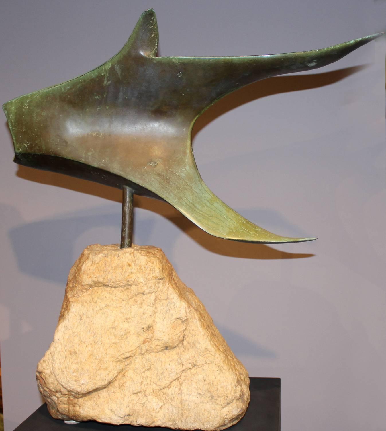 Gustel, American School, Modernist Bronze of a Stingray In Good Condition In Milford, NH