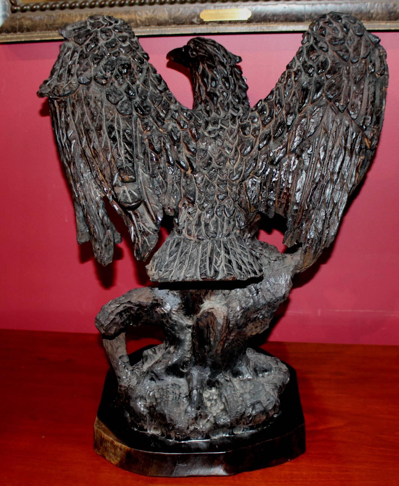 19th Century Carved German Black Forest Oak Eagle 2