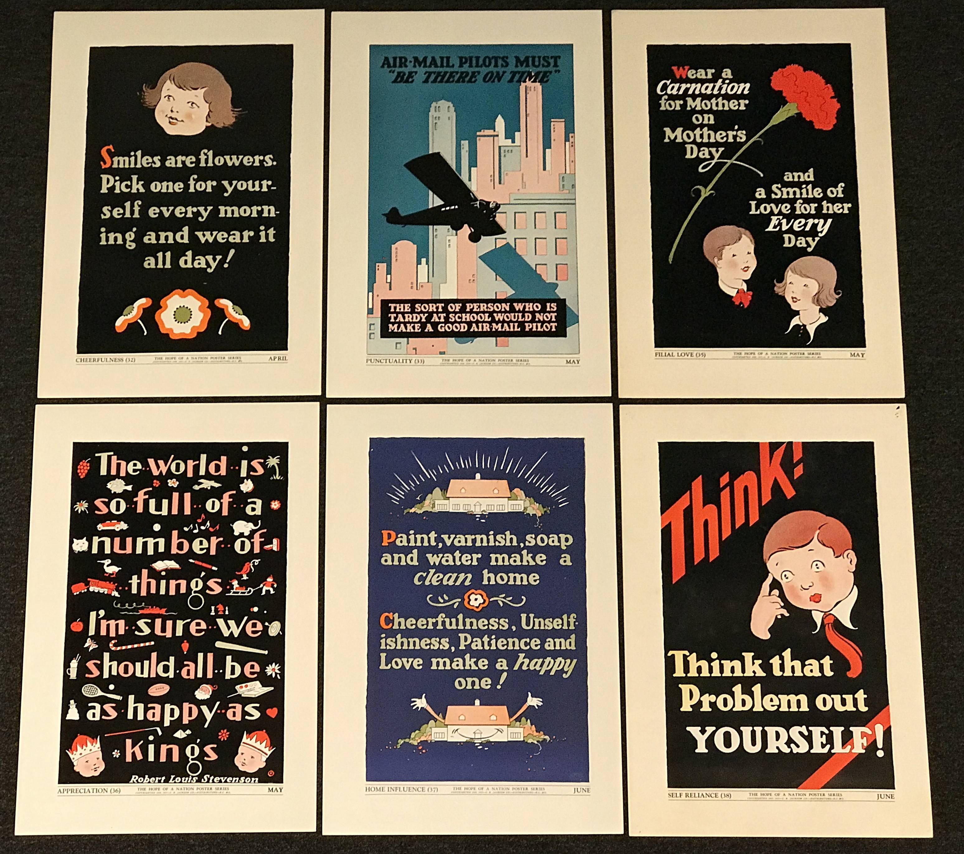 Collection of 39 “Hope of a Nation” Poster Series Educational Posters circa 1937 2