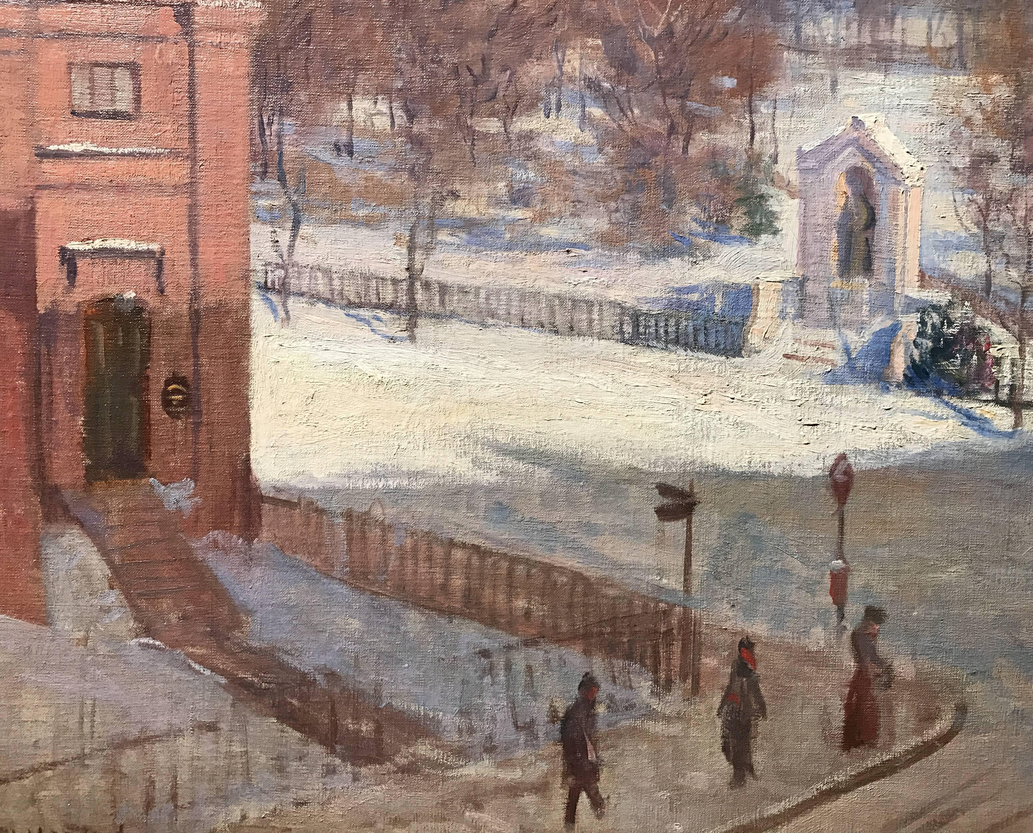 Hand-Painted Arthur Merton Hazard Oil Painting Boston View of State House from Boylston St.
