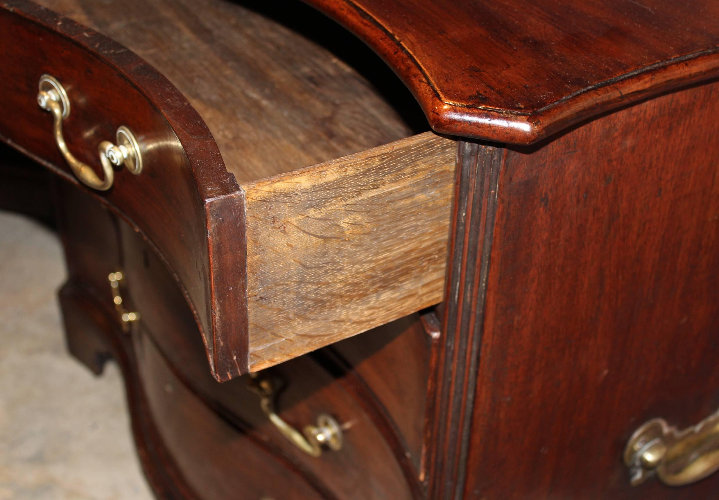 18th Century and Earlier 18th Century English Mahogany Serpentine Four Drawer Chest of Superb Proportion