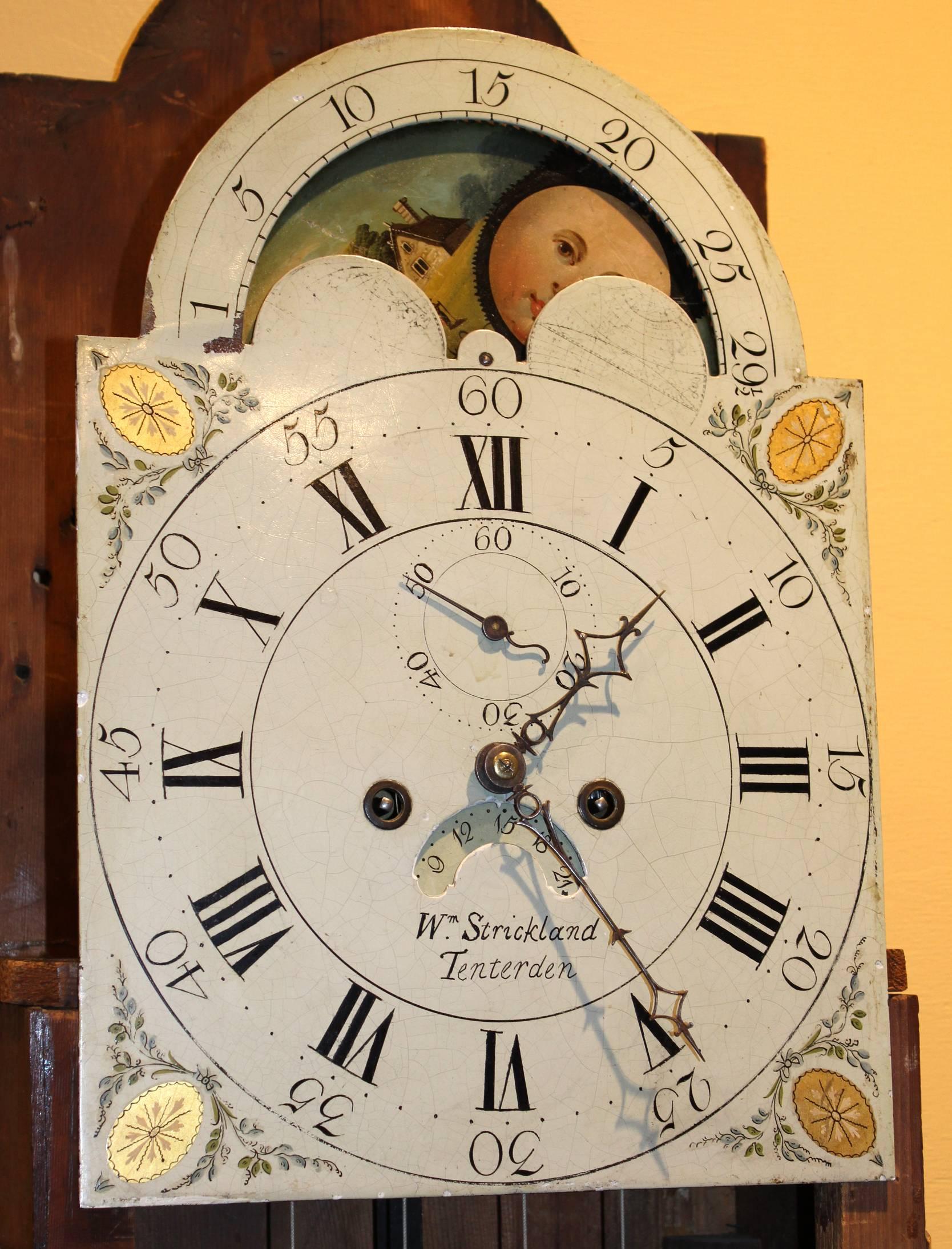 Georgian 18th Century English Mahogany Tall Clock by William Strickland, Tenterden