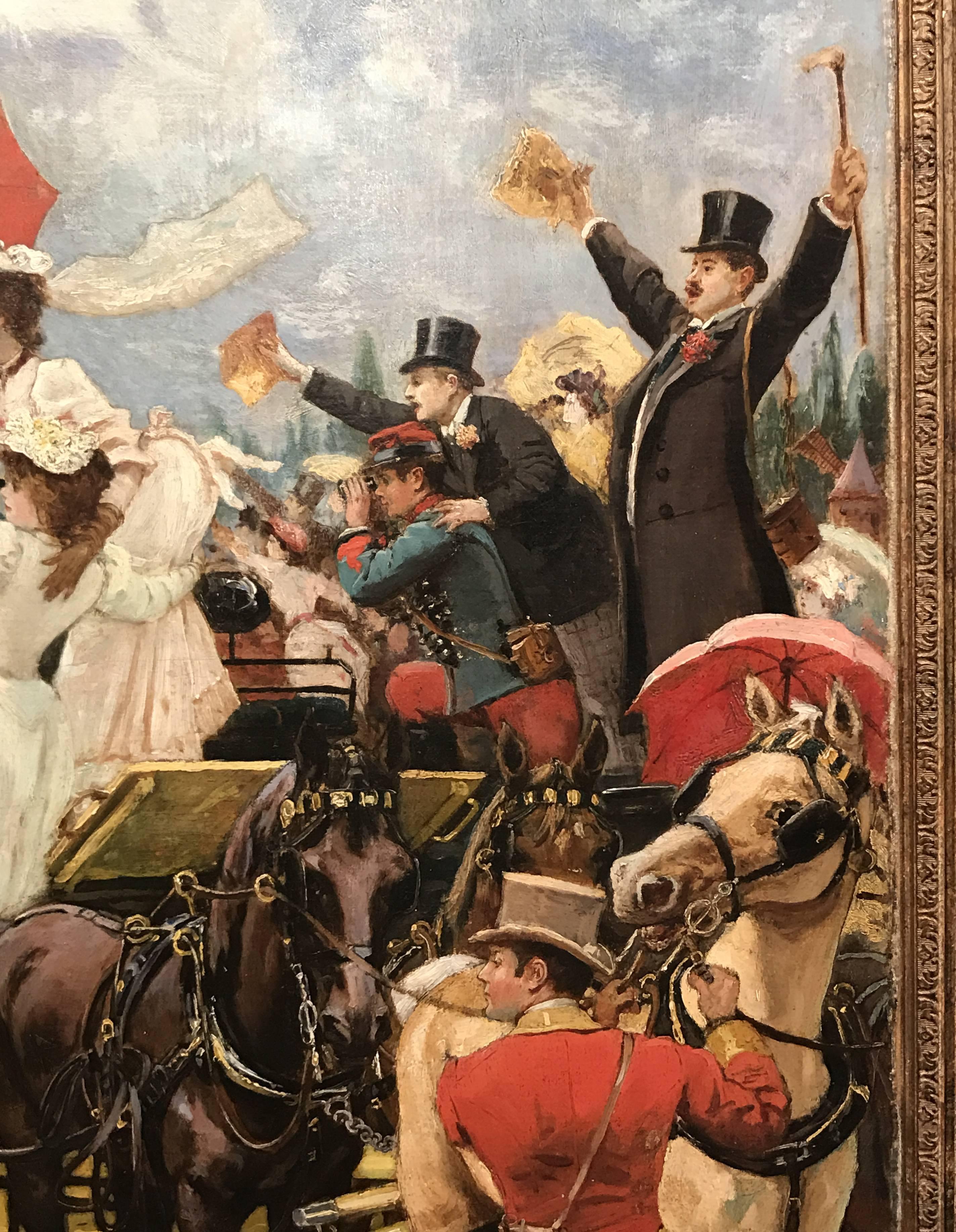 Hand-Painted Gustave Wertheimer 19th Century Oil Painting Royal Ascot Thoroughbred Horse Race