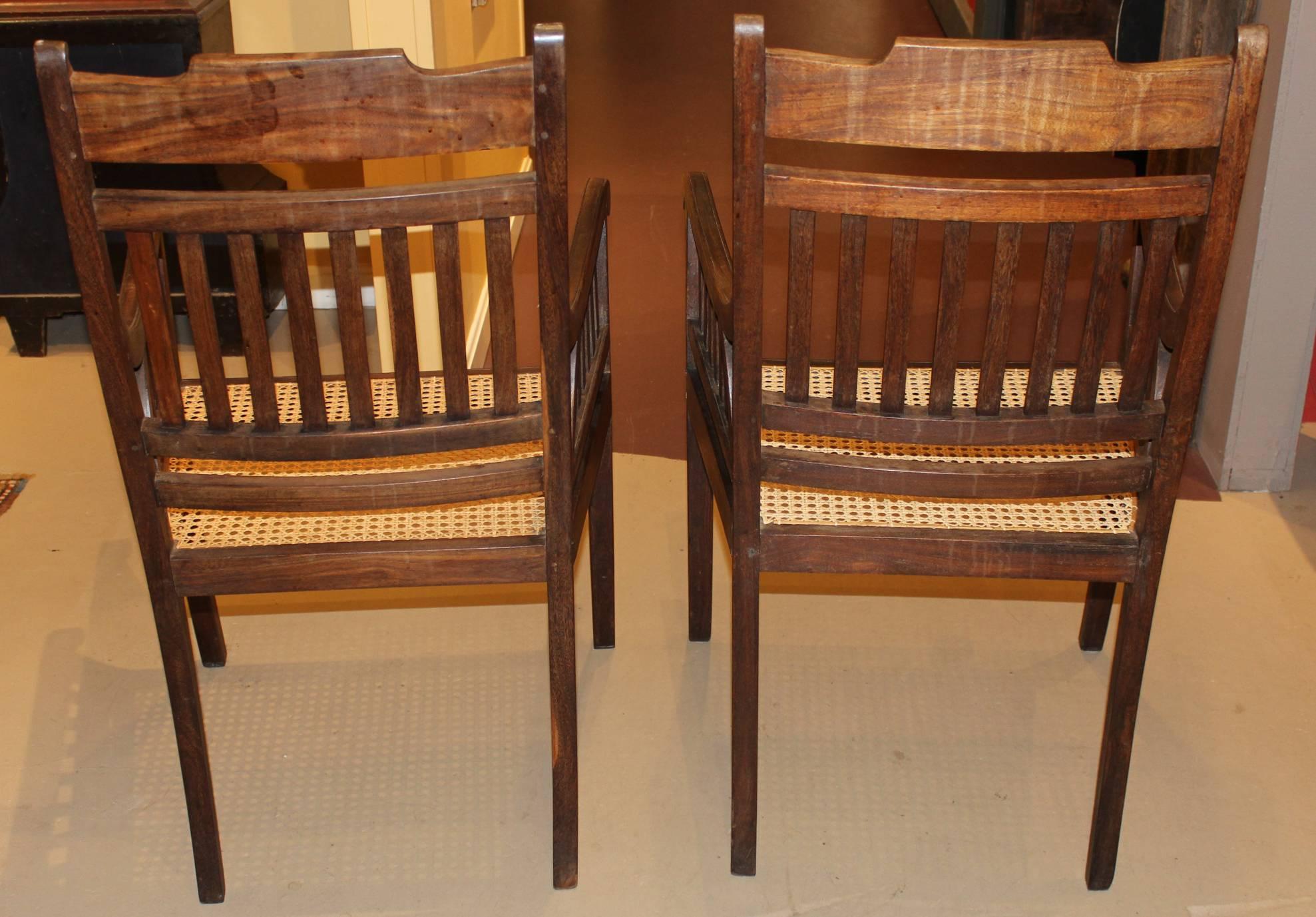 Pair of Regency Style Anglo-Indian Colonial Style Armchairs In Excellent Condition In Milford, NH