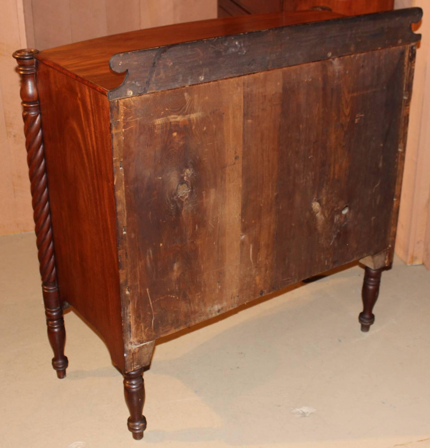 Federal Sheraton Bow Front Chest with Bird's-Eye Maple Drawer Fronts 3