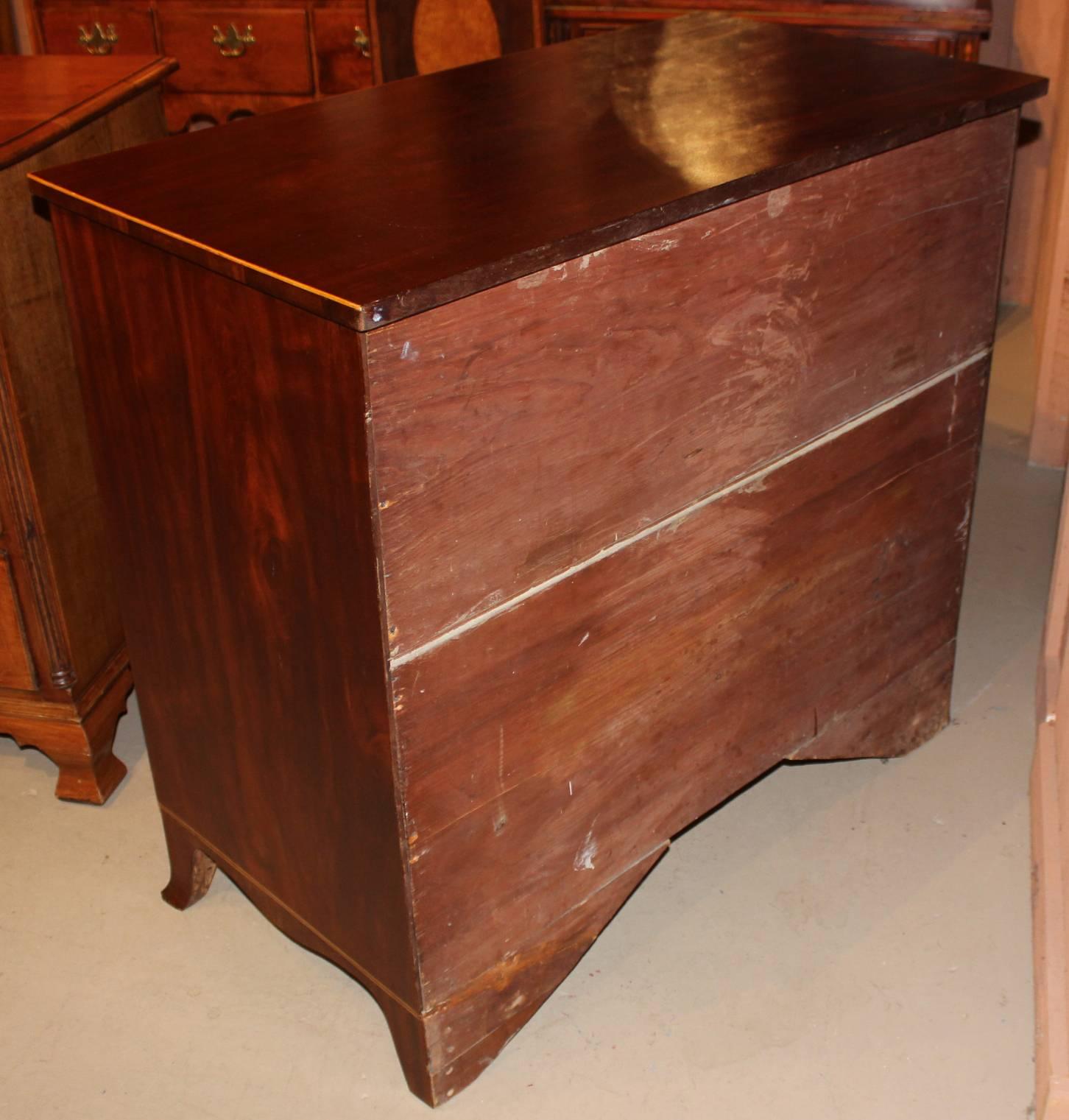 19th Century Federal New England Hepplewhite Chest with Tiger Maple Drawer Fronts