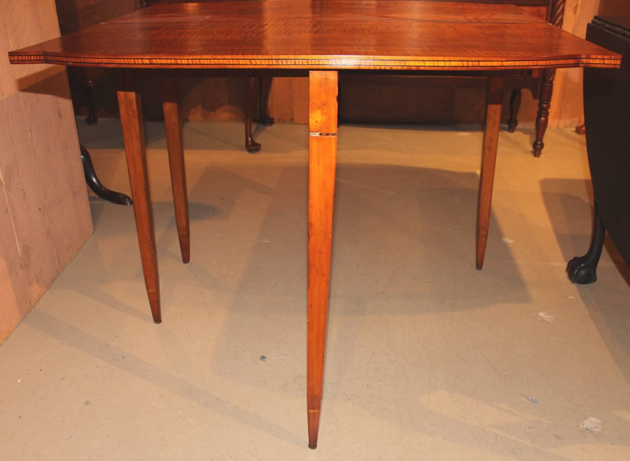 Federal Hepplewhite Tiger Maple Card or Gaming Table with Birdseye Maple Front 1