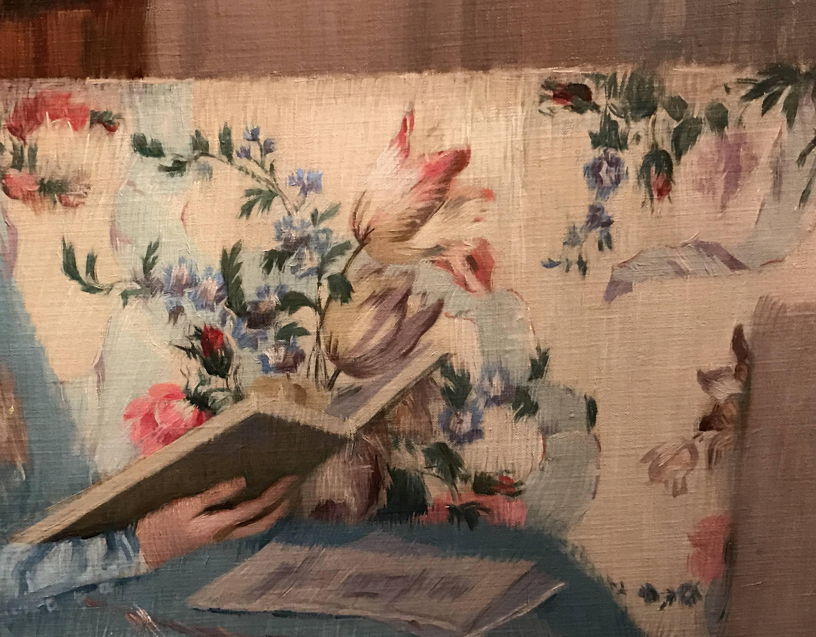 painting of a woman reading a book