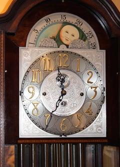 Jacques Hohe Uhr aus Mahagoni und Glas mit Sechsschlag und Mondphase:: um 1920