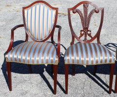 Set of Six Custom Mahogany Shield Back Sheraton Style Dining Chairs