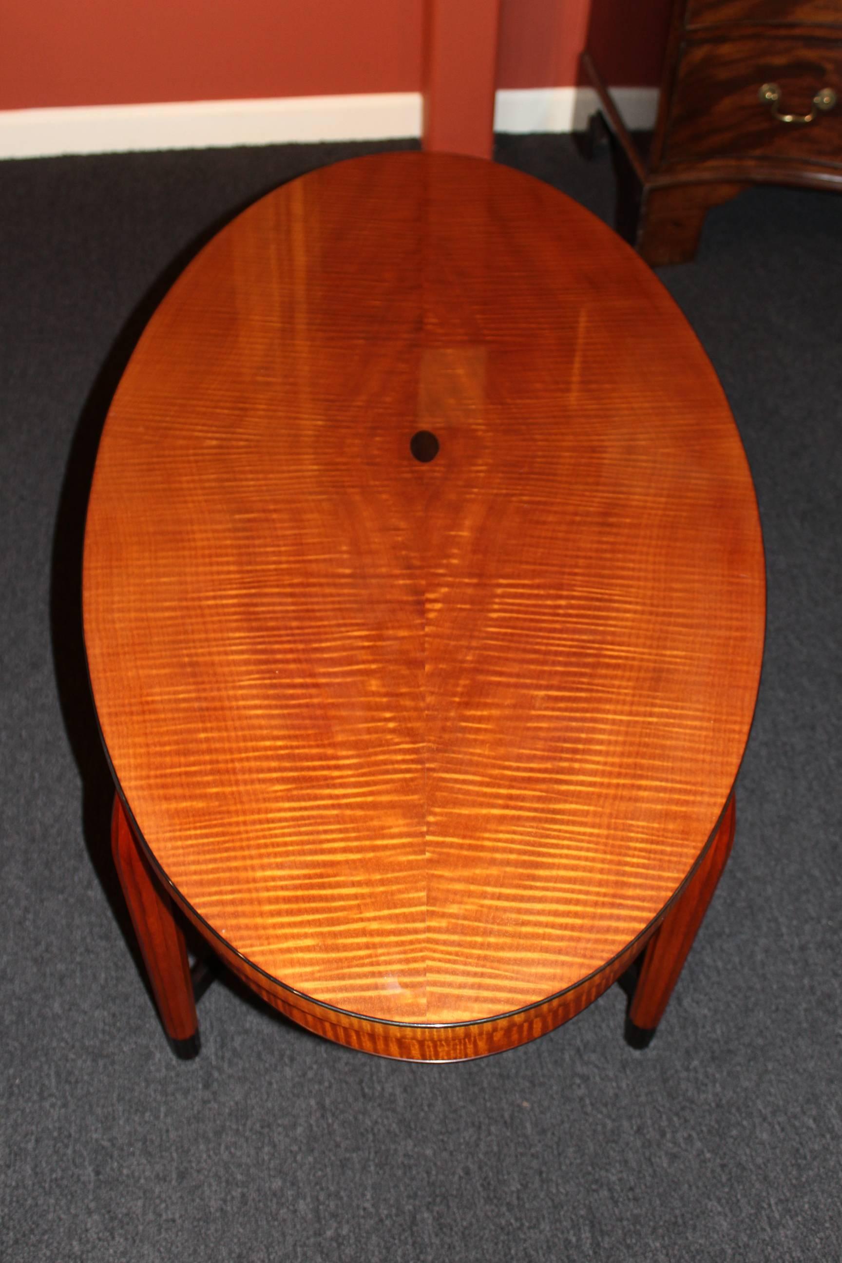 Veneer Terry Moore NH Furniture Master Artisan Made Oval Tiger Maple Coffee Table