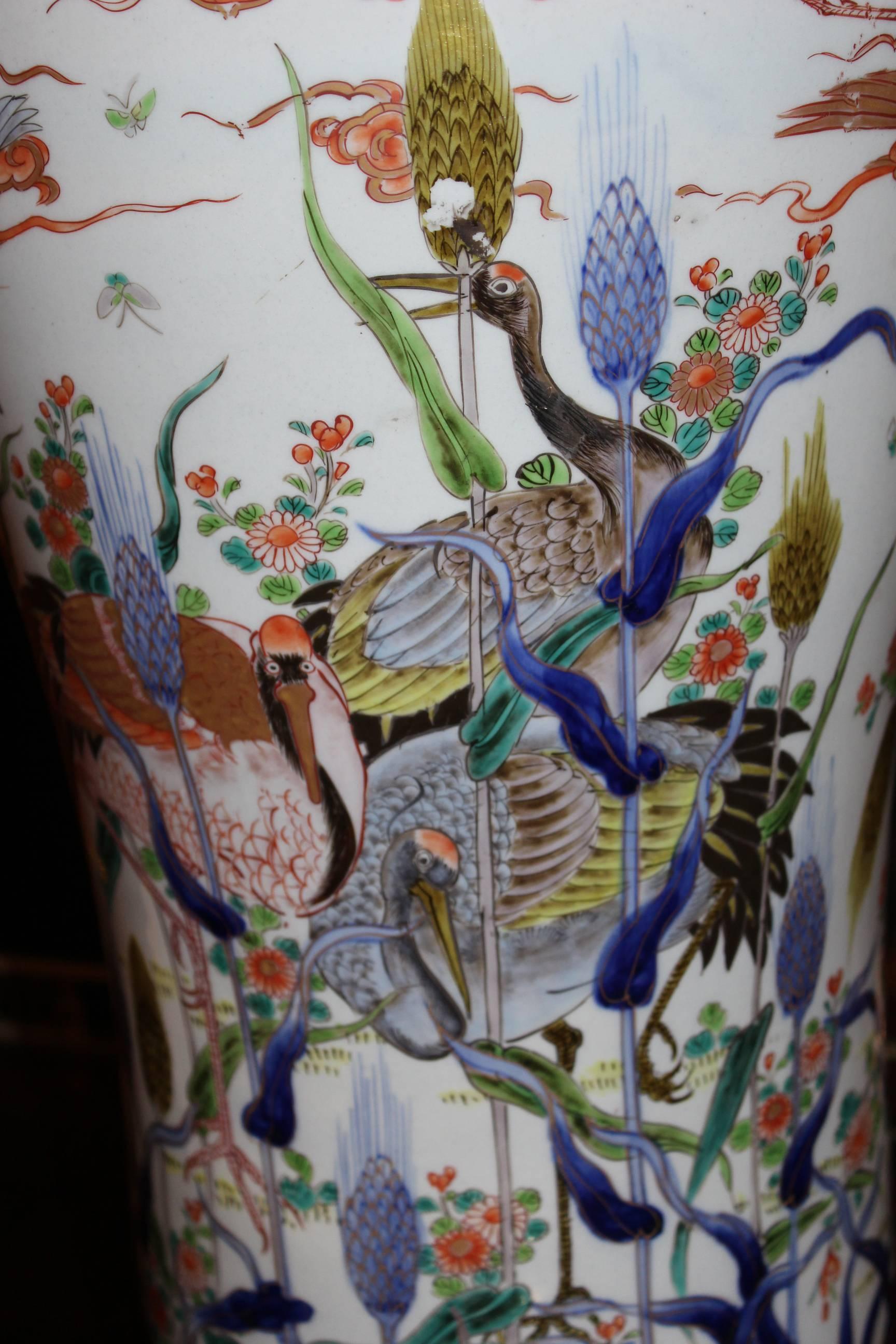 19th Century Japanese Polychrome Tall Porcelain Vase in the Imari Palette 2