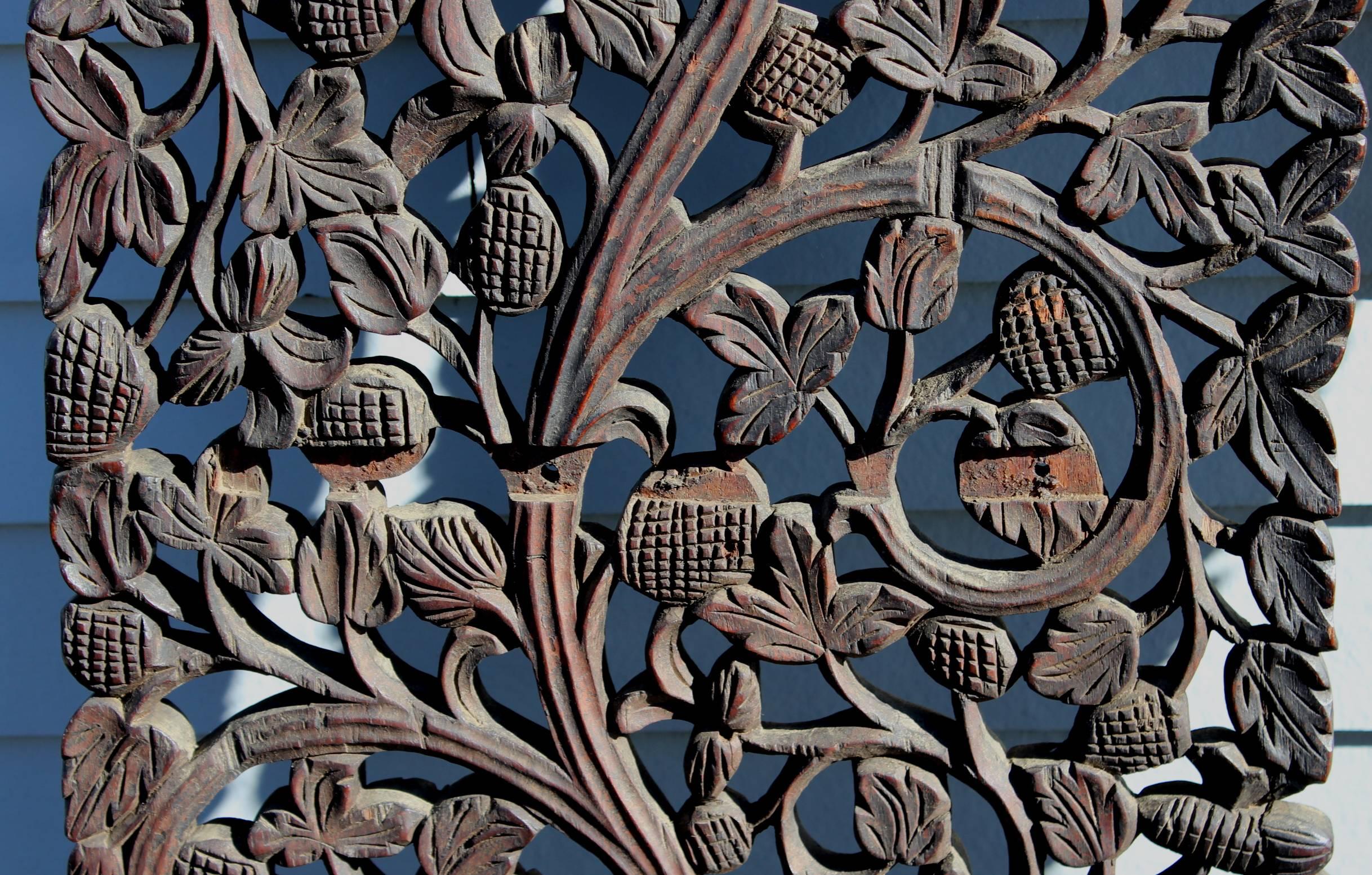 Pair of 19th Century Asian Foliate Carved Panels or Doors 2