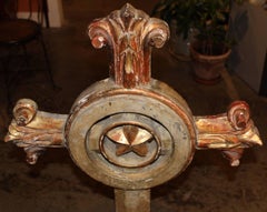 Baroque Style Continental Carved Polychrome Wooden Cross with Centre Star