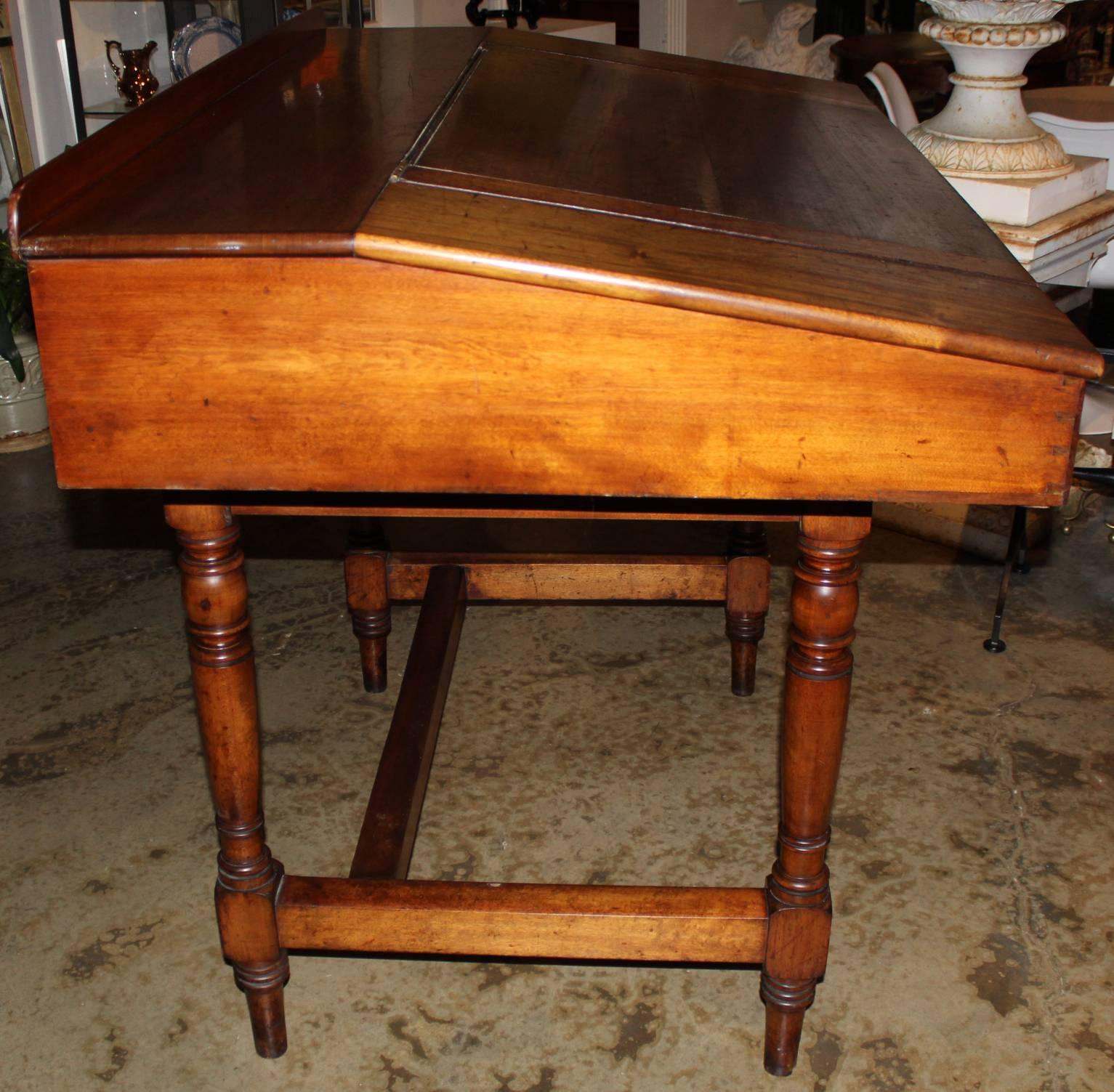 Carved Large 19th Century English Mahogany Two Part Lift Top Standing Desk