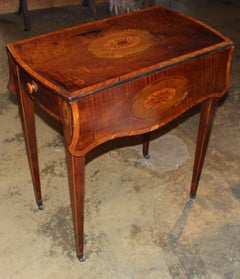 George III Pembroke Table with Inlaid Sycamore Floral Medallions on Mahogany