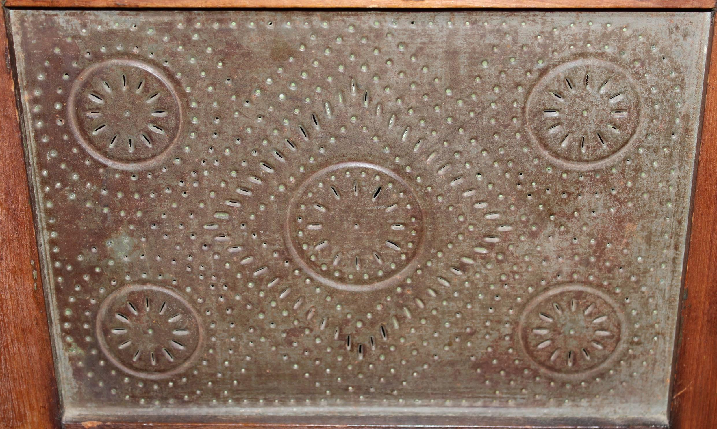 antique punched tin cabinet panels