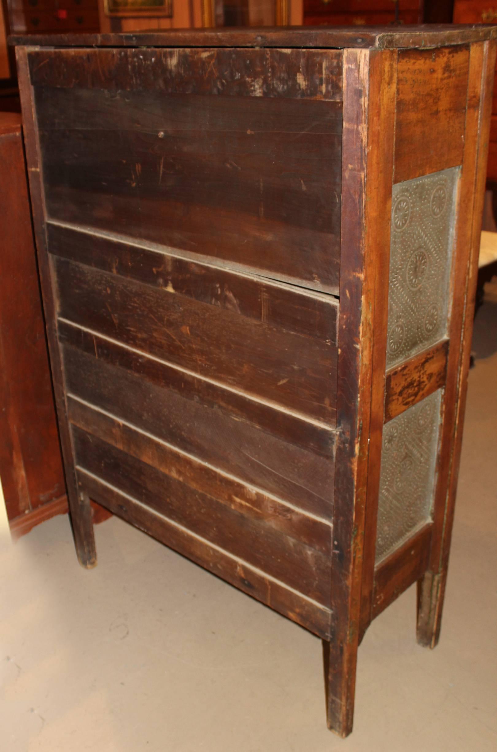 19th Century Pine Country Pie Safe with Punched Tin Panels 1