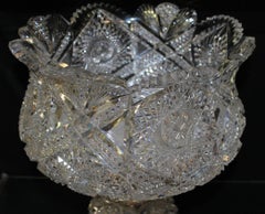 Exceptional American Brilliant Period Cut Glass Punch Bowl on Pedestal